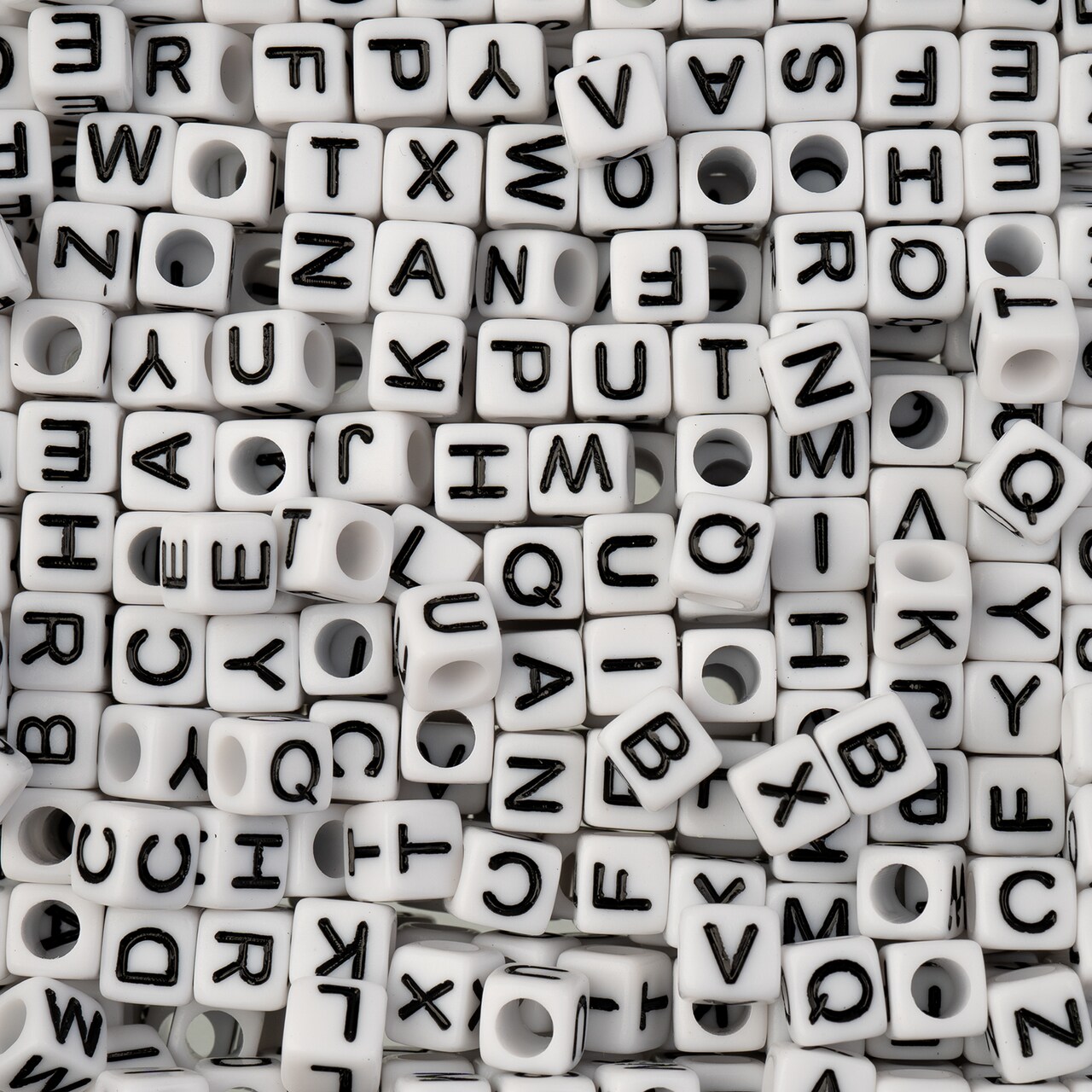 John Bead 6mm White Plastic Square Alphabet Craft Beads, 495ct.